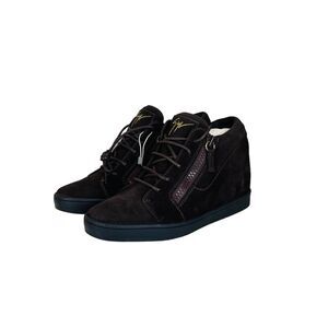 Giuseppe Zanotti Lorenz Gold Logo Leather Heels Sneakers